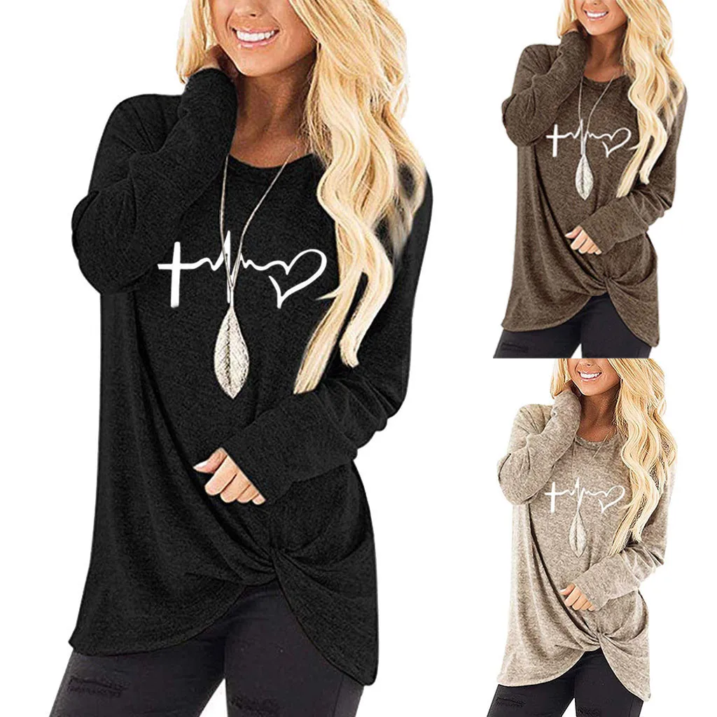 Женские топы с О образным вырезом и длинными рукавами вязаные футболки