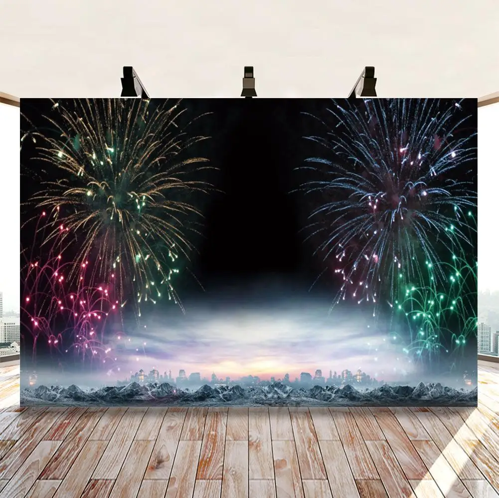 

Christmas Happy New Year Gorgeous Firework Starry Night Backdrop Vinyl Photography Backdrop Photo Backgrounds Photozone