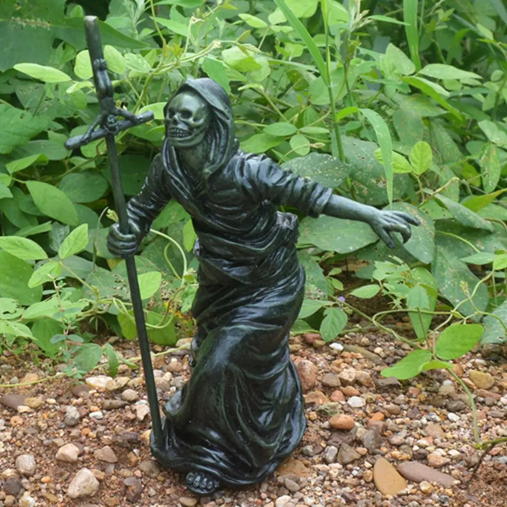 Скульптура черного скелета стражей настольное украшение ручная работа ремесла