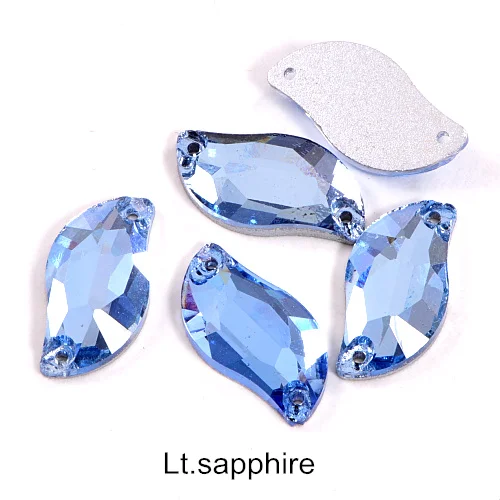 Lt.sapphire Горячее предложение! Распродажа! 3 размера красный S лист формы пришить стразы с отверстиями Flatback Стеклянные стразы шьют-на Стразы для шитья одежды B0176 - Цвет: Lt.sapphire