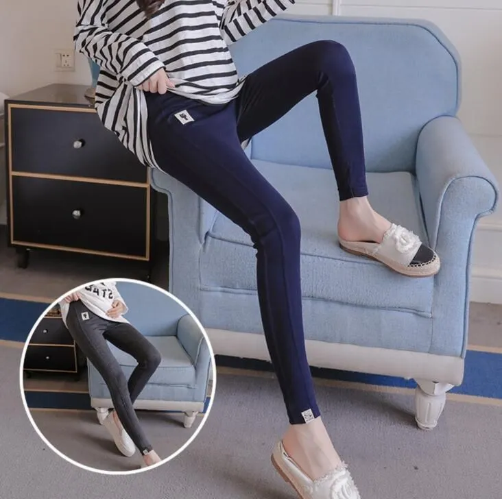 K171 Navy blue YGYEEG, женские зимние плотные эластичные штаны, Мультяшные кошки, панталоны, леггинсы, повседневные теплые штаны, леггинсы, бархатные брюки с высокой талией - Цвет: K171 Navy blue