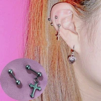 2pcs stainless steel cartilage earrings helix piercing cross punk jewelry body piercing tragus daith ear stud 20g 16g pierc