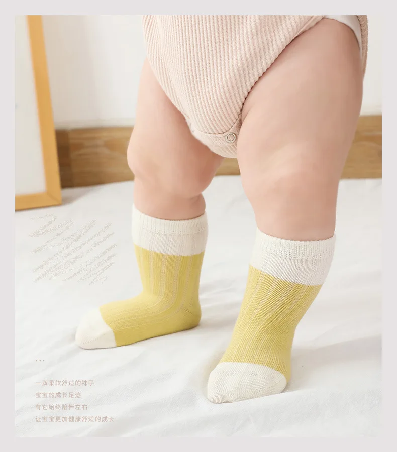 

4 pairs Knitted Newborn Baby Boy Girl Socks Ribbed Toddler Winter Non Slip Socks 0-3 Years Kids Winter Autumn