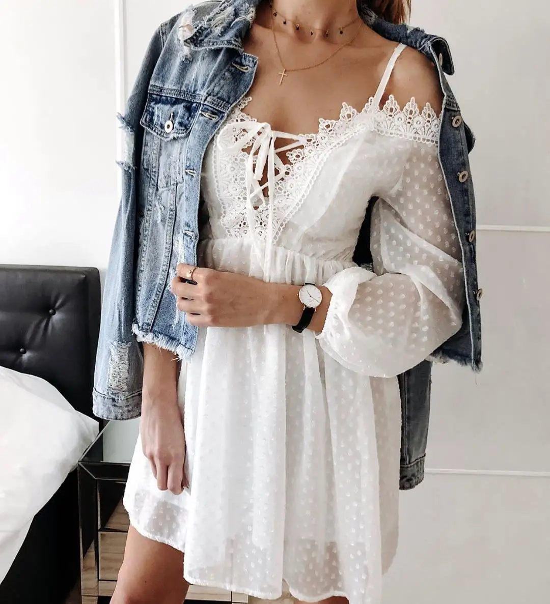 Элегантное белое кружевное платье на бретельках без бретелек женское Бандажное