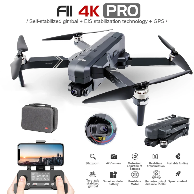 Sjrc-drone f11 4k pro, quadricóptero dobrável com wifi, 2 eixos, dobrável, sem escova, wi-fi, 1.2km, fpv, gps, 4k, hd, rtf, vs, sg906 max
