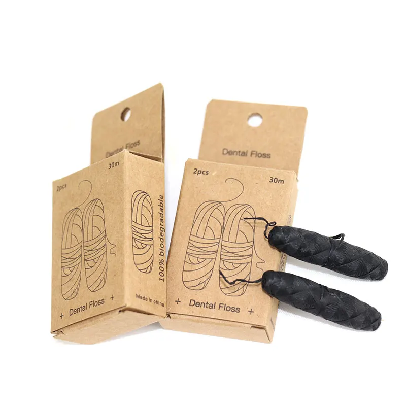 100% биоразлагаемые бамбуковый уголь зубная нить зубочистки|Держатель зубной