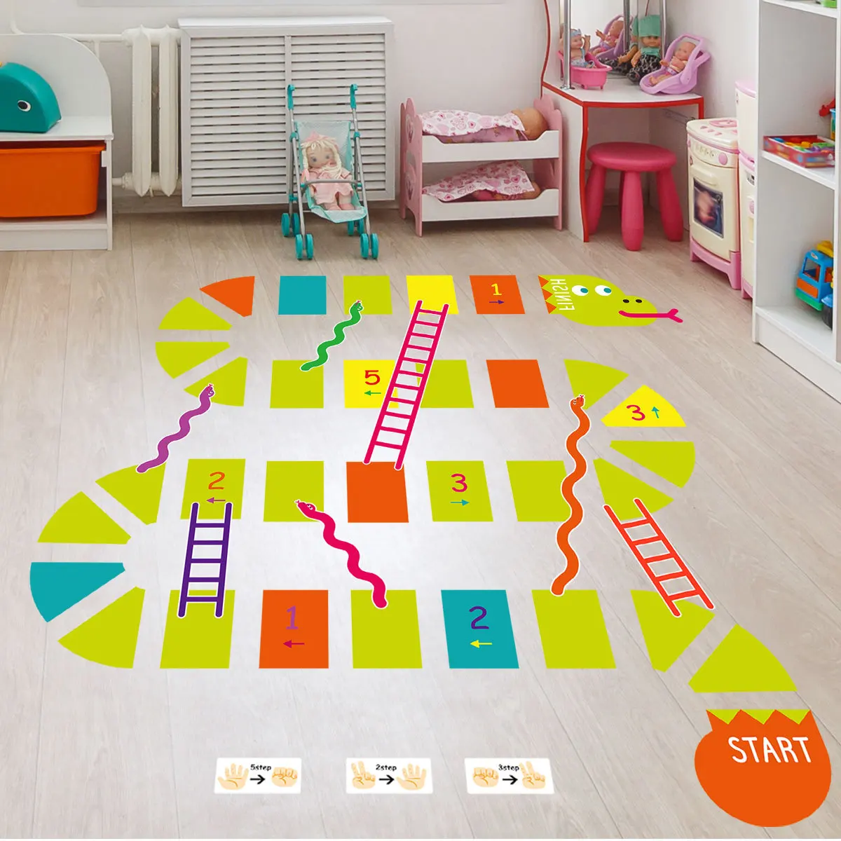 

Tofok Cartoon Track Ladder Digital Preschool Education Wall Stickers Living Room Bedroom Kindergarten Decoration PVC Papers