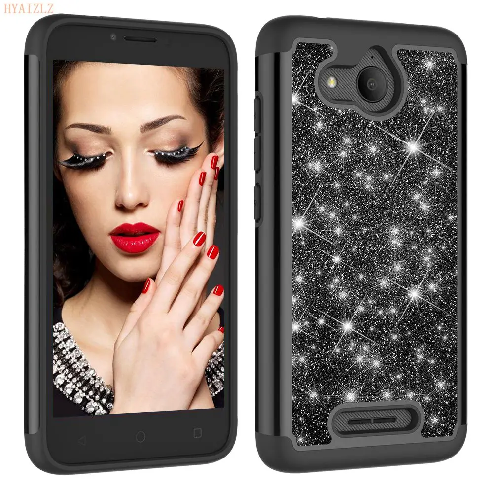 

Case for Alcatel Tetra 7 Folio TCL LX 1X Evolve 7 2018 Phone Shell Glitter Bling Dual Layer Heavy Duty Protective Back Cover