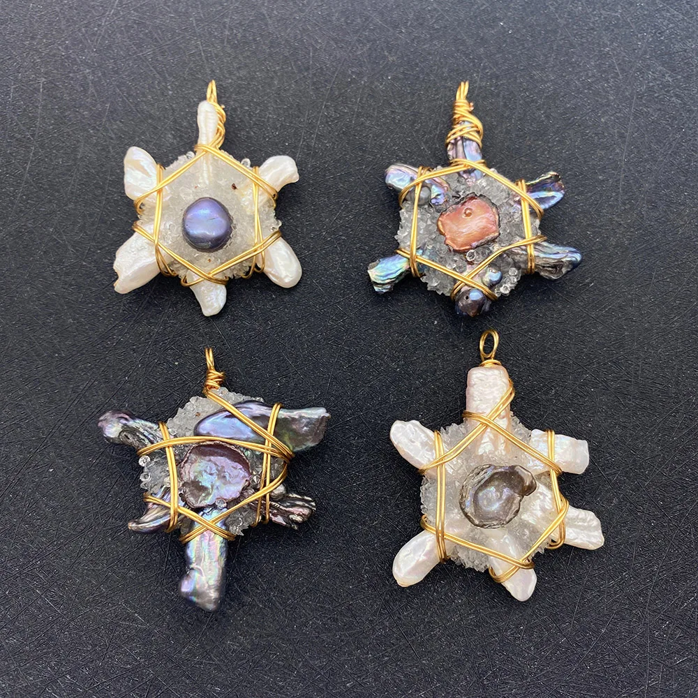 

Natural Freshwater Pearl Crystal Colorful DIY Necklace Accessories Creation Production Hand-wound Copper Wire Exquisite Pendant