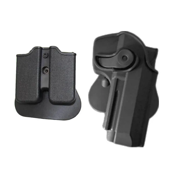 BK set for M9 Тактический IMI пистолет кобура для Glock 17 19 сгустков 1911 M9 правая рука поясной ремень охотничий Airsoft кобура для пистолета с журнальными сумками - Цвет: BK set for M9