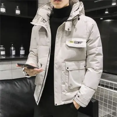 New Hooded Outerwear Men's Clothing Down Cotton Padded Jacket Solid Color 5 colors Thicken And Warm hooded Outwear Coat Size 5XL