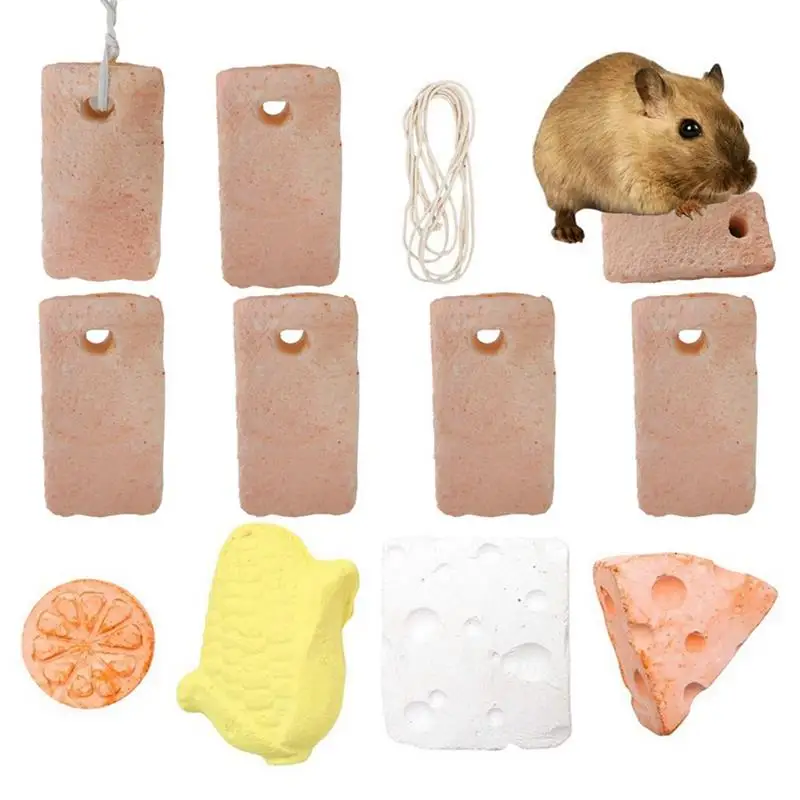

10 PCS Hamster Teeth Grinding Stone Mineral Calcium Cube Hanging Squirrel Rat Cage Rabbit Teeth Grinding Blocks Small Animal Toy