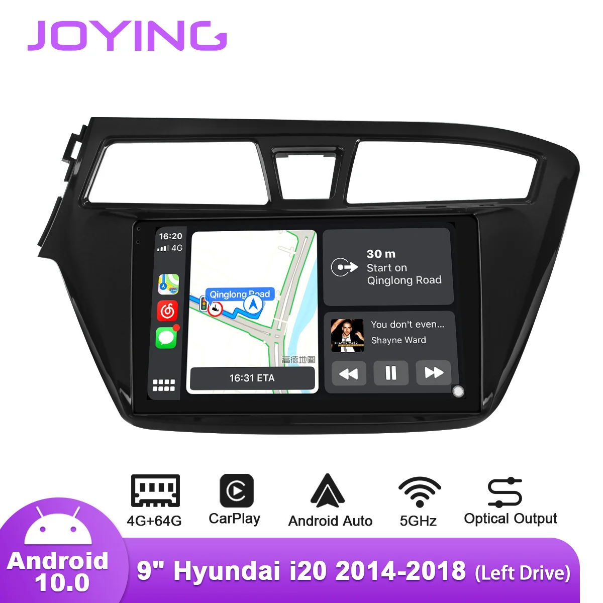 

Автомобильное радио Joying, 9 дюймов, Android 10, для Hyundai i10 2014-2017, левый привод, GPS, Carplay, DSP, SPDIF, Bluetooth, Android, автоматический оптический выход