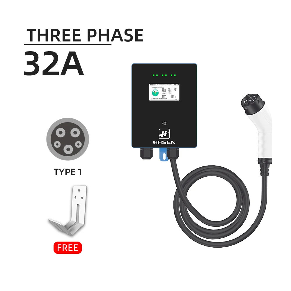 

3-фазное зарядное устройство для электромобилей 32 А 22 кВт, станция wallbox, зарядное устройство для электромобиля EVSE, совместимое со всеми элект...