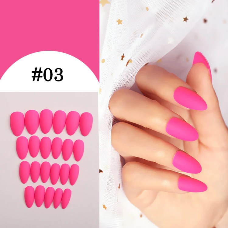 24 шт. накладные ногти на шпильках матовые миндалевидные формы для наращивания