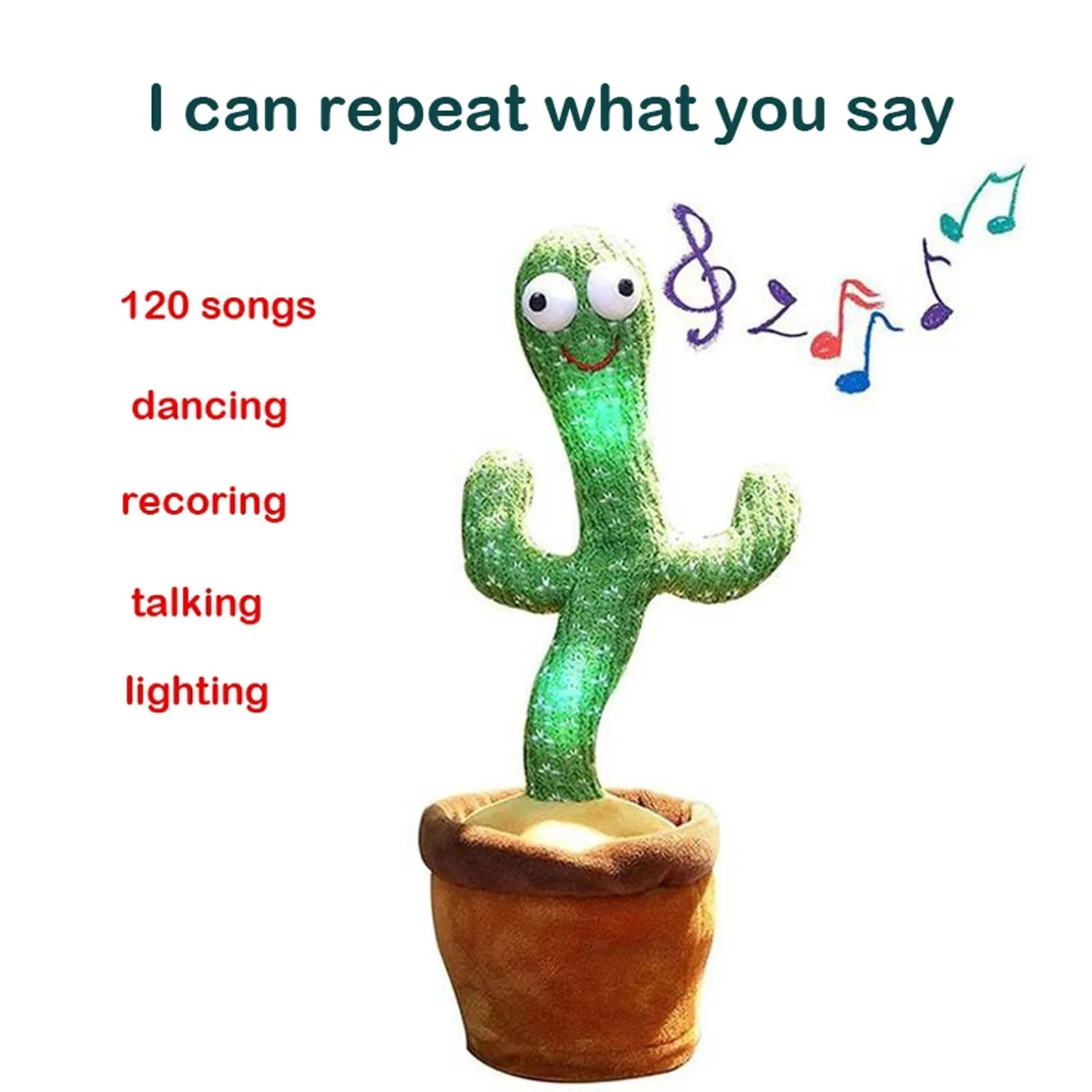 

Dancing Cactus Plush Toys With 120 Songs Dancing And Twisting Light Funny Singing Electronic Recording Function Education Toy