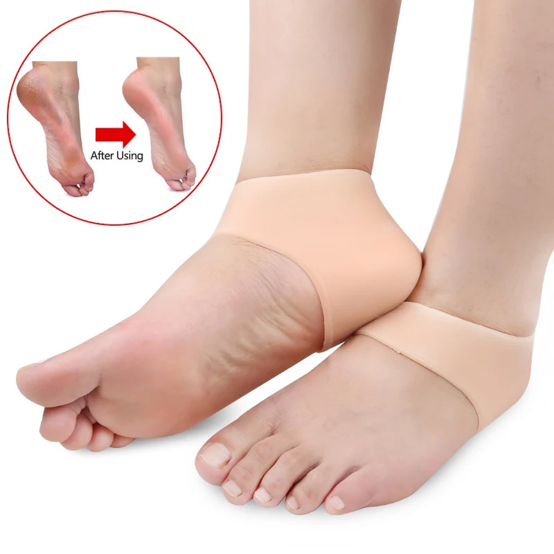

2Pcs Soft Silicone Foot Chapped Care Tools Moisturizing Gel Heel Socks Cracked Skin Feet Heel Protective Heel Sleeves Set New