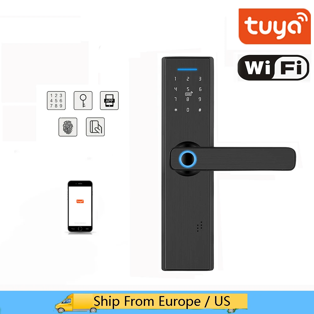 Смарт замок дверной с поддержкой Wi Fi и сканером отпечатков пальцев|Электрический
