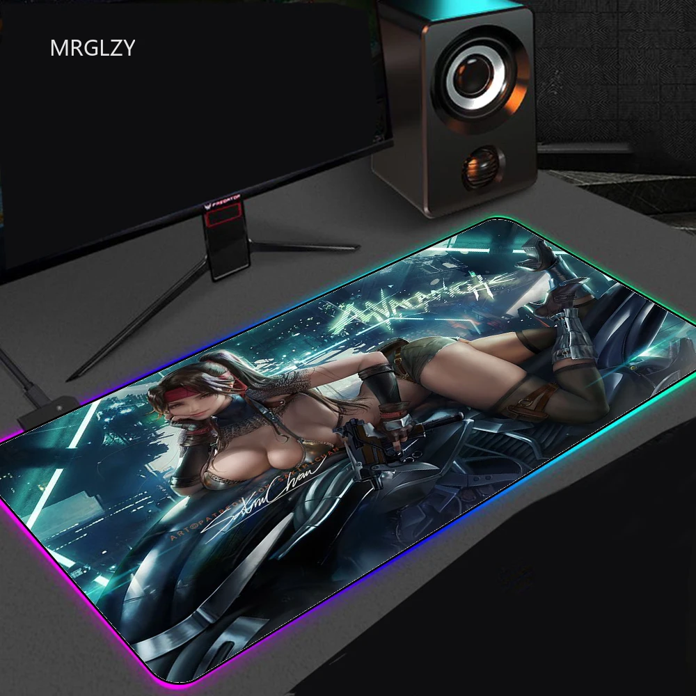 

RGB Glow Cartoon Animation Sexy Mouse Keyboard Pad Precision Seaming Process Mouse Pad Office Gaming Computer Gamer