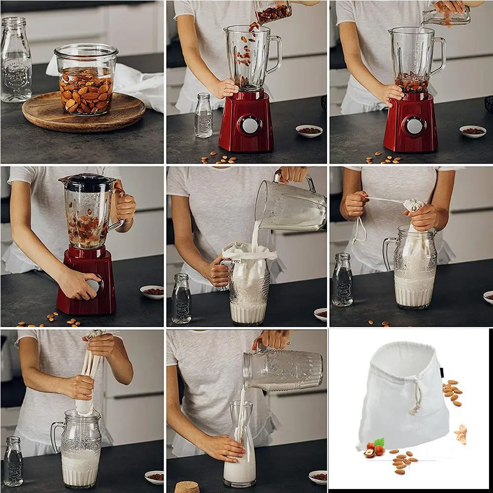 

New Filter Bag Food Grade Organic Cotton And Hemp Reusable DIY Milks Strainer Food Cheese Nut For Soy Milk Tea Coffee H0V8