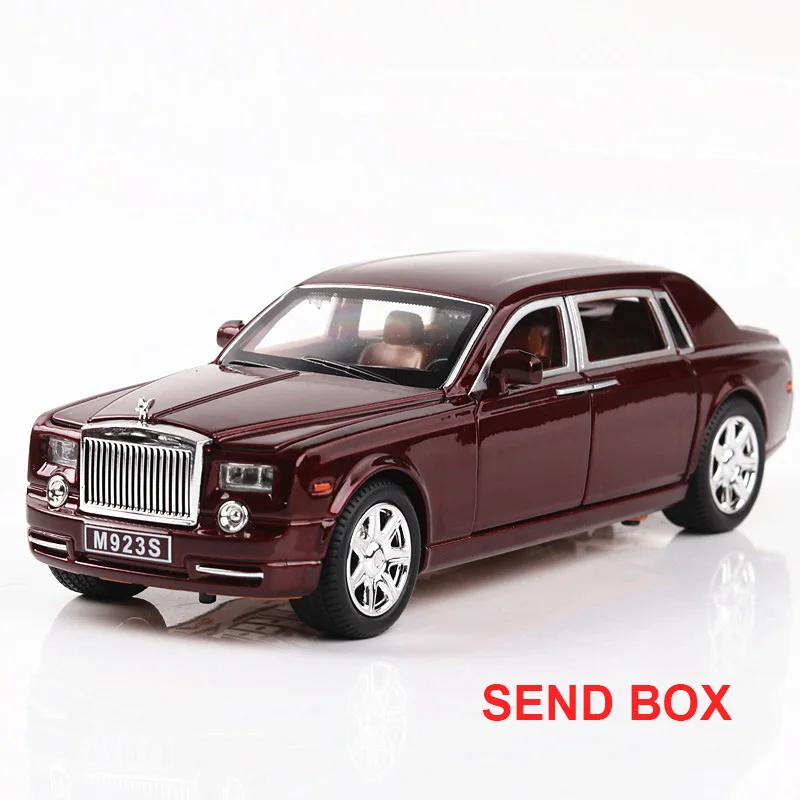Brown send box 1:24 литая под давлением модель автомобиля из сплава Rolls Royce Phantom Металлический Игрушечный Автомобиль колеса симулятор звуковой светильник вытяжной автомобиль коллекция детский подарок - Цвет: Brown send box