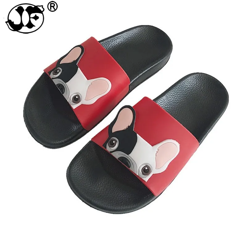 Шлепанцы женские из ПВХ открытый носок мультяшный бульдог сланцы для дома и