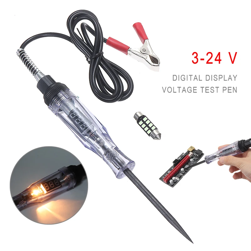 

3-24V Light Voltage Circuit Tester Digital Display Car Fuse Test Pen Detector Electrical Automobile Probe Meter