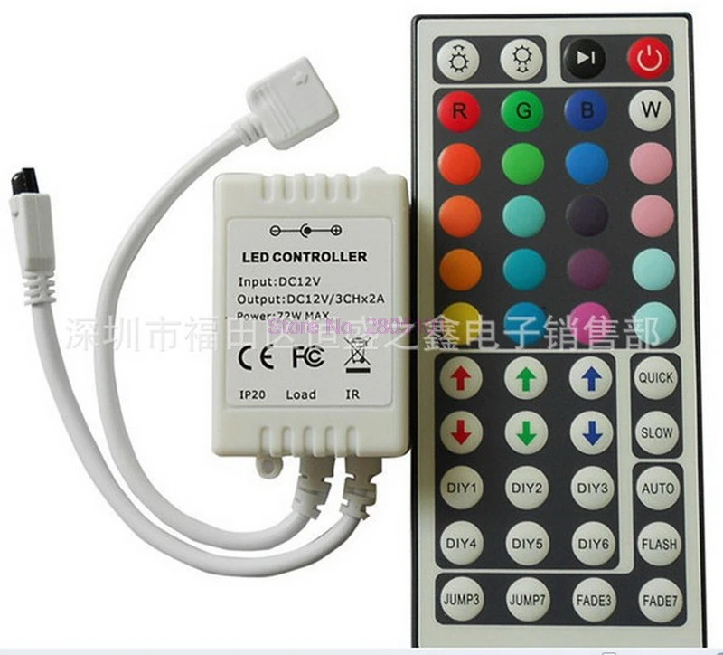 

by dhl 500pcs DC12V 44Key RGB LED remote Controller IR Remote Controller With Mini Receiver For 3528/5050 Strip Light