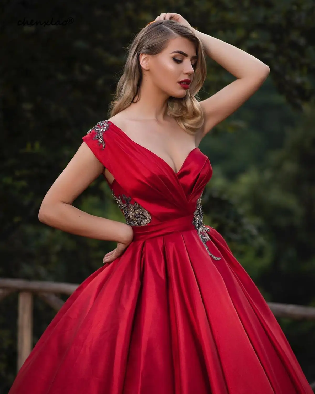 

Red Evening Dress Satin Ball Gown One-Shoulder Floor Length Evening Dresses Long Formal Party Gowns Robe de soiree Vestidos