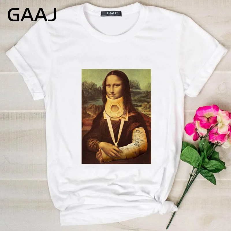GAAJ Edgy Mona Lisa футболка Женская Harajuku одежда женская футболка с графическим принтом винтажные Топы футболка размера плюс женская футболка