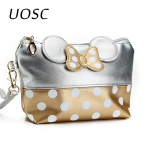 Косметичка UOSC с мультяшным бантом, чехол для макияжа, Женская сумочка на молнии с ручкой для макияжа, органайзер, сумка для хранения, сумки для туалетных принадлежностей