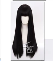 kakegurui yumeko jabami cosplay wigs heat resistant synthetic hair wigs black straight wig