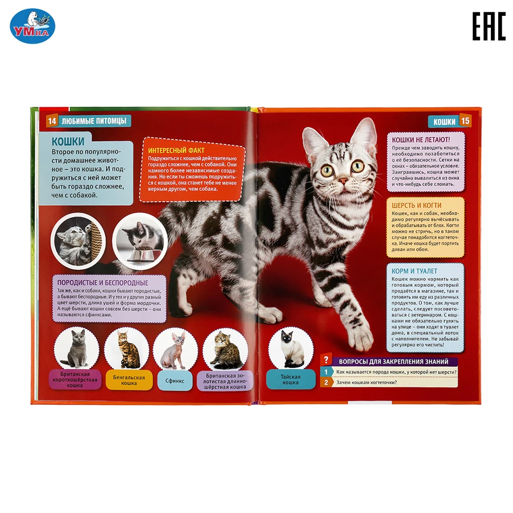 Энциклопедия Умка Любимые питомцы (с развивающими заданиями) твердый переплет