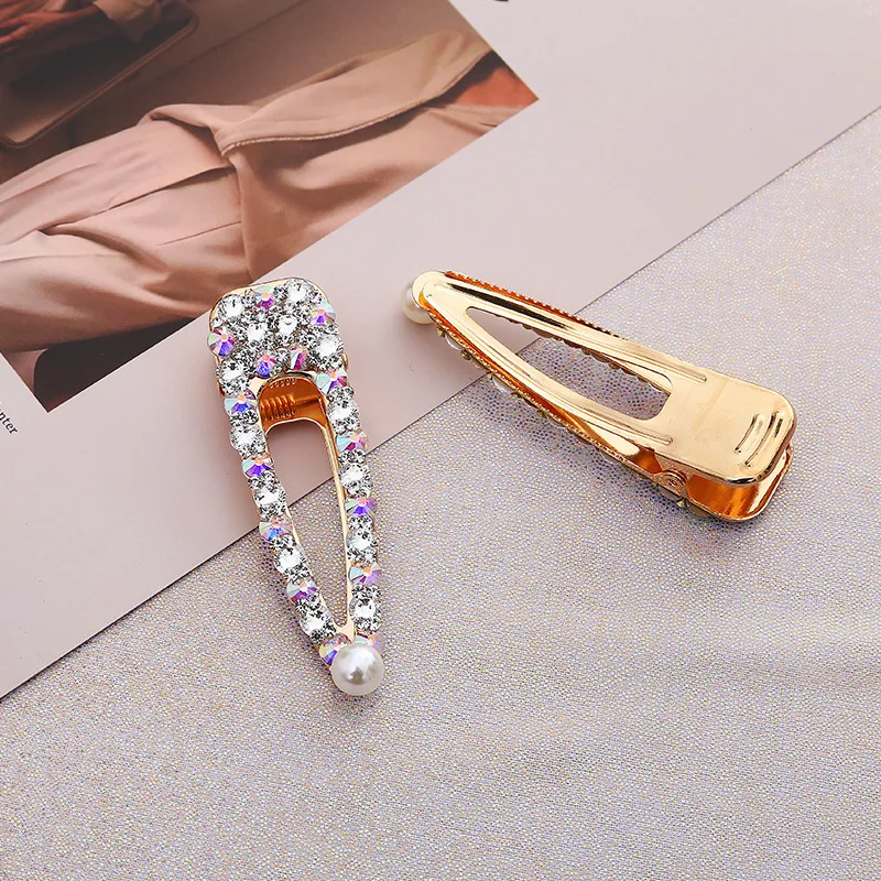

New Rhinestone Hairpin Fashion Pearl Hair Clip Cute Girls Headdress Hair Accessories Styling Tools Women Duckbill Clips spinki
