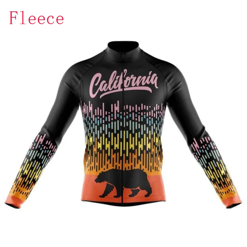 California новая команда Велоспорт Джерси с длинным рукавом зимний теплый флис и без