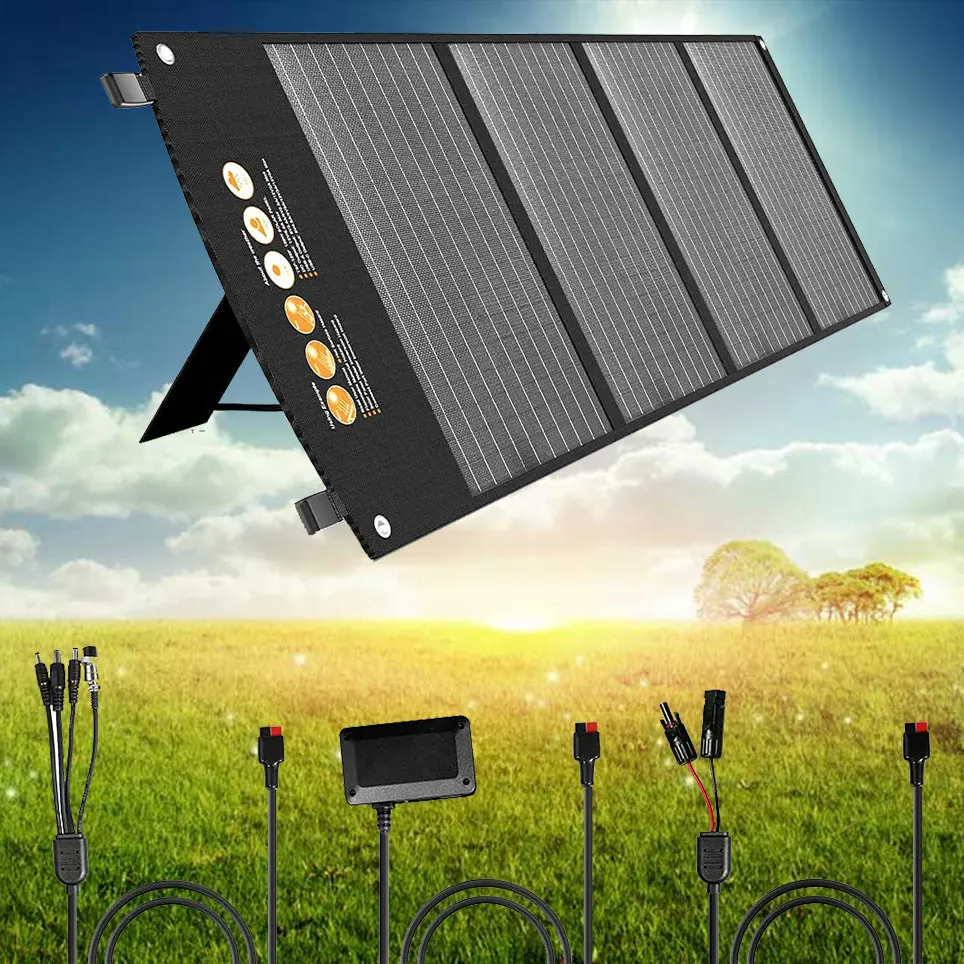 

2021 100W portable solar panel for explorers foldable American solar battery charger