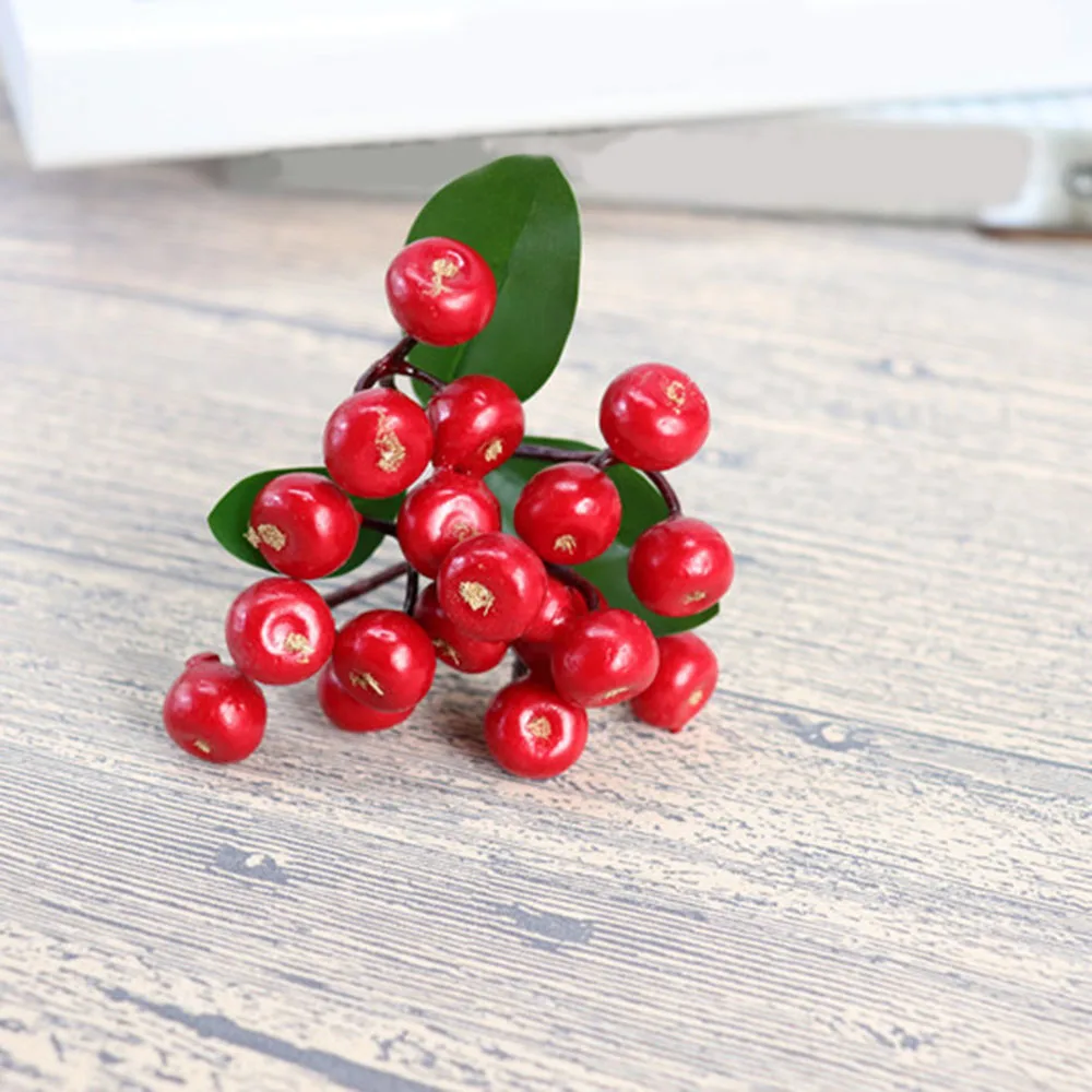 Имитация декора зеленые листья ягоды рождественское свадебное праздничное