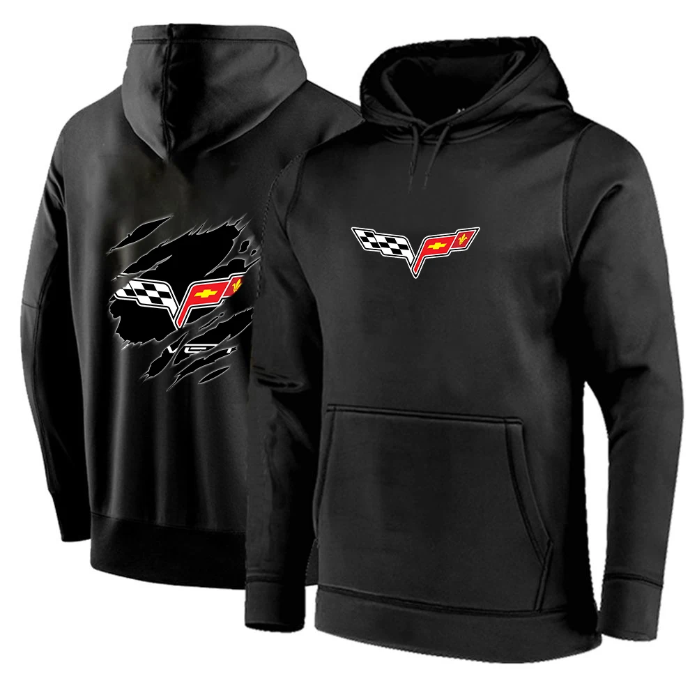 

NEW Man's Corvette Logo Classic solid Hoodies High streets Hip Hop Sport Cottton Pullover Print Sweatshirts
