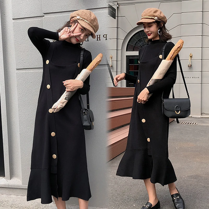 Комплект модной зимней одежды для грудного вскармливания трикотажное платье