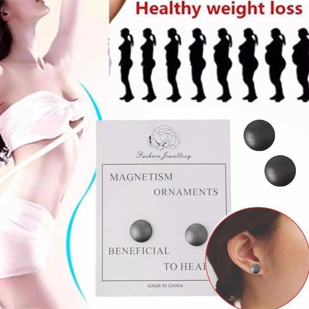 

1 Pairs Black Magnetic Slimming Earrings Slimming Patch Health Weight Lose Magnets Of Paste Lazy Slim Patch L7D1