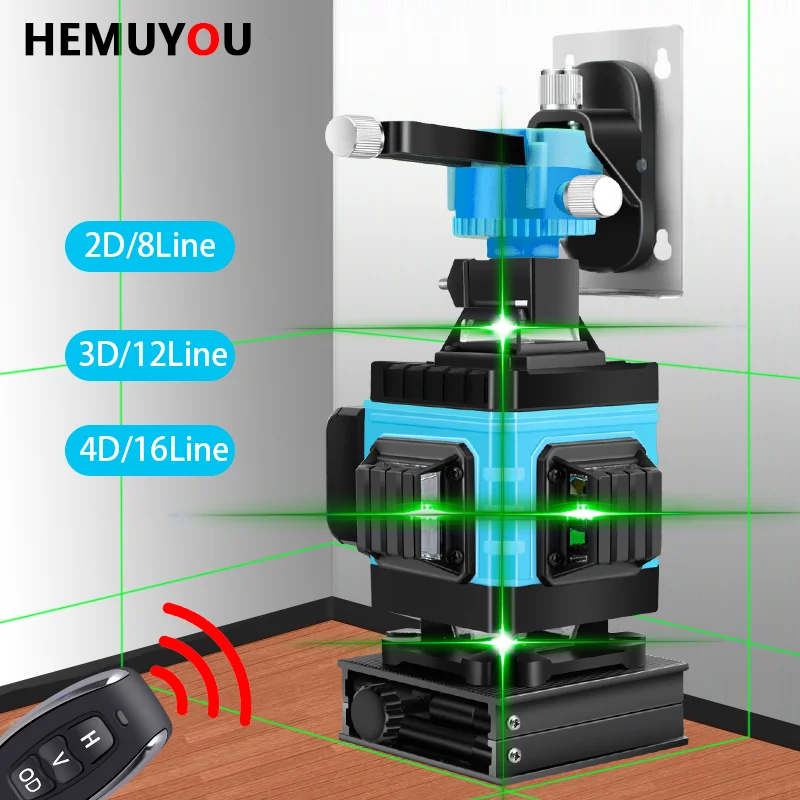 Уровень лазерный HEMUYOU 12 линий 3D самонивелирующийся 360 градусов горизонтальный и