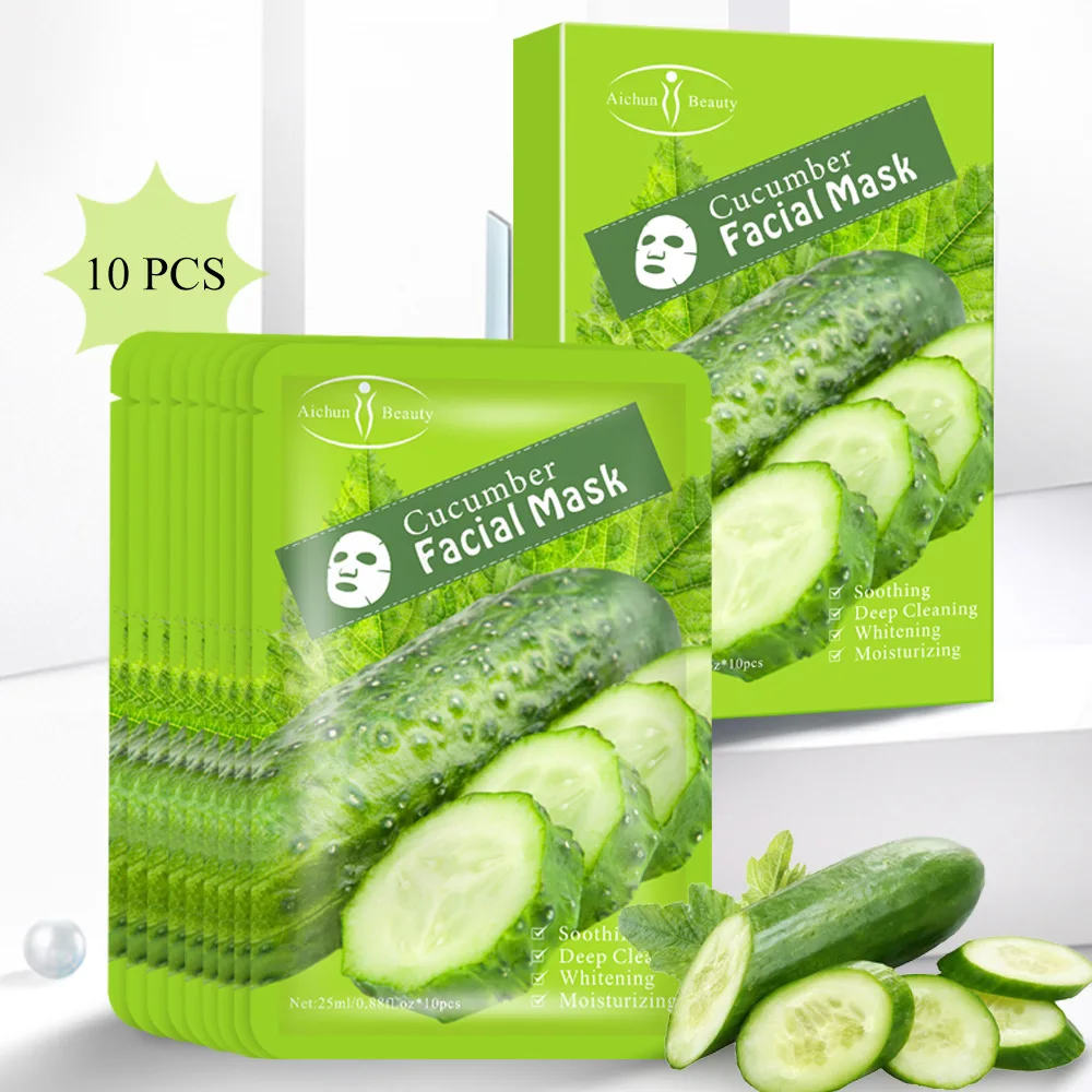 

10 pieces Cucumber Facial Masks Refreshing Anti-Aging Moisturizing Oil-control Anti-acne Whitening Face mask