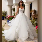 Женское свадебное платье принцессы, бальное платье цвета слоновой кости с кружевной аппликацией и сердечком, официальное бальное платье со шлейфом, 2021