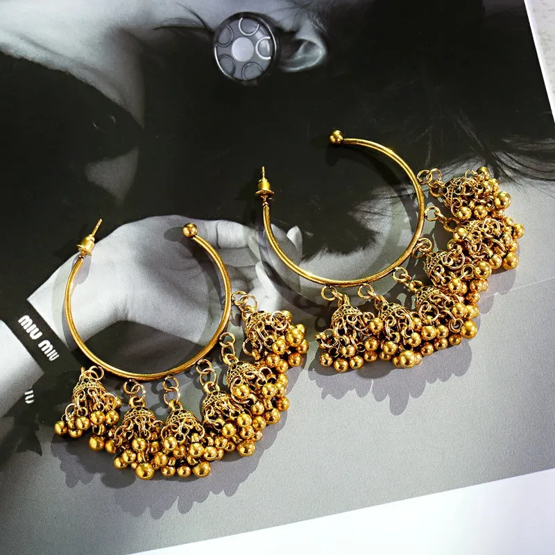 Ретро Болливуд турецкие колокольчики Jhumka серьги Orecchini Афганская Донна Женские