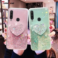 Silver Foil Phone holder case For Huawei Y6P Y5P Y7P Y8S 2020 Prime 2019 2018 Glitter Soft Silicone Stand Cover