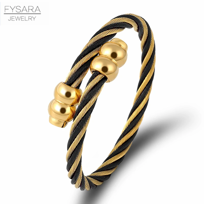 FYSARA панк твист провод браслеты и для женщин мужчин ногтей браслет из нержавеющей