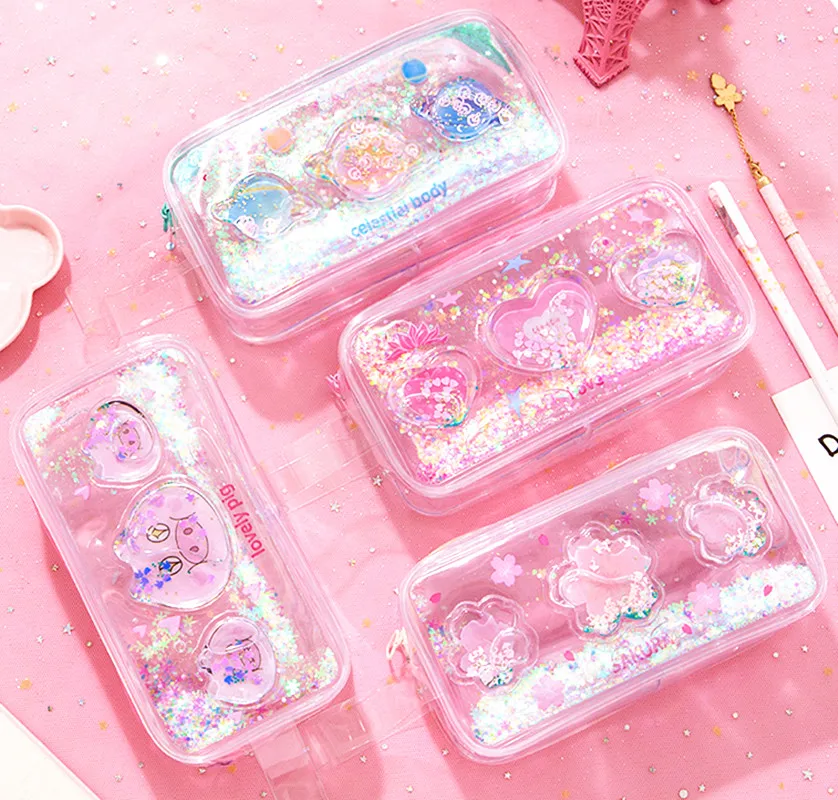 Loveот 1 шт./партия симпатичный футляр для карандашей прозрачный зыбучий песок