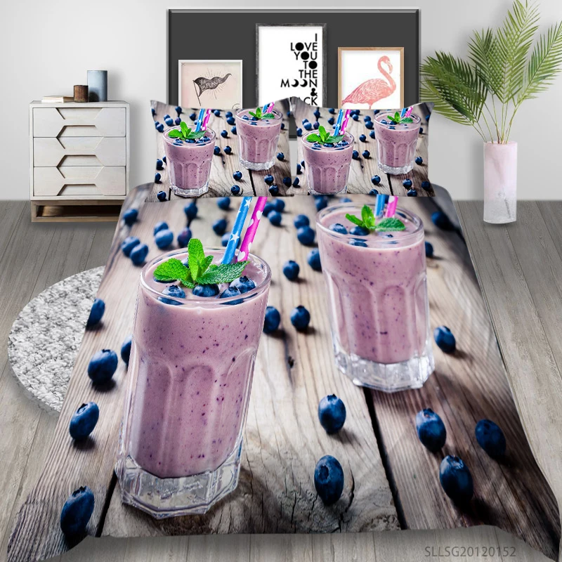 

3D Colourful Fruit Print Bedding Set Polyester Duvet Cover Set 2/3 Pcs with Pillowcase Bedroom Decoration Hotsale