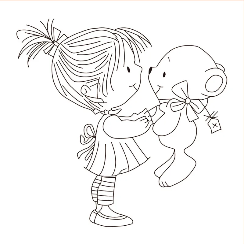 10x10 Девушка обнимающий медведь Новый Прозрачный фотоальбом для скрапбукинга