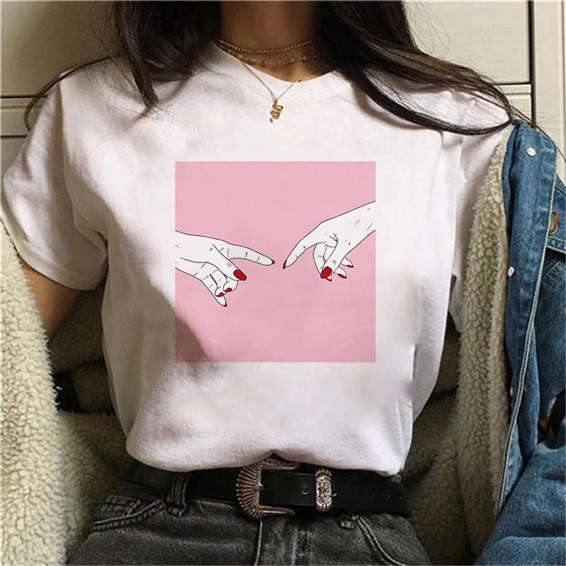 

Casual Harajuku Hands and Rose Printed Tops Tees Summer Female T-shirt Short Sleeve T shirt For Women Clothing